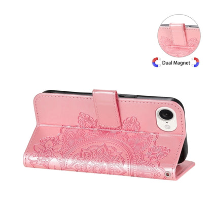 For iPhone 16e Seven-petal Flowers Embossing Leather Phone Case(Rose Gold) - iPhone 16e Cases by buy2fix | Online Shopping UK | buy2fix