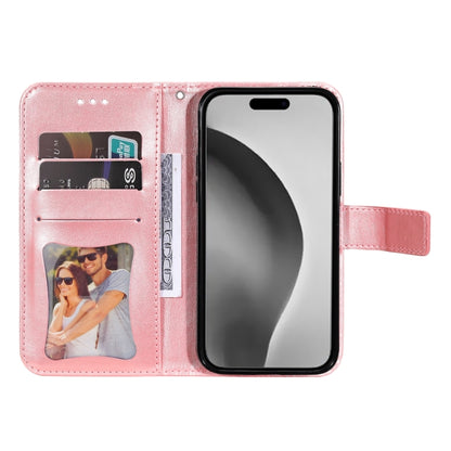 For iPhone 16 Pro Max Seven-petal Flowers Embossing Leather Phone Case(Rose Gold) by buy2fix