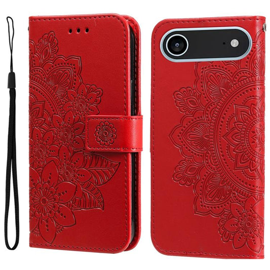 For iPhone Air Seven-petal Flowers Embossing Leather Phone Case(Red) - iPhone Air Cases by buy2fix | Online Shopping UK | buy2fix