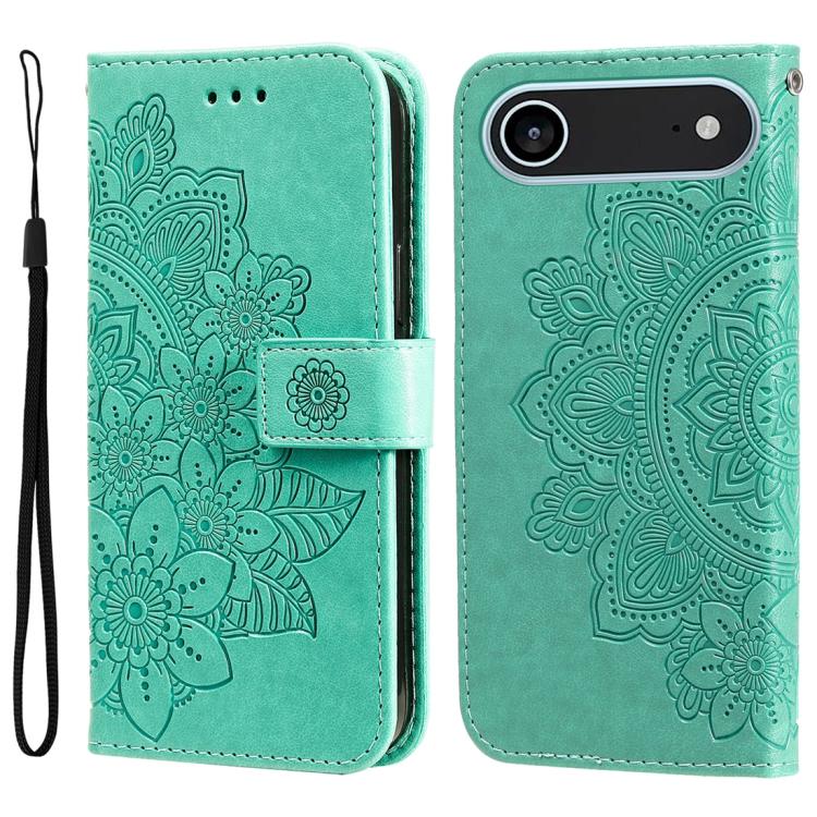 For iPhone Air Seven-petal Flowers Embossing Leather Phone Case(Green) - iPhone Air Cases by buy2fix | Online Shopping UK | buy2fix
