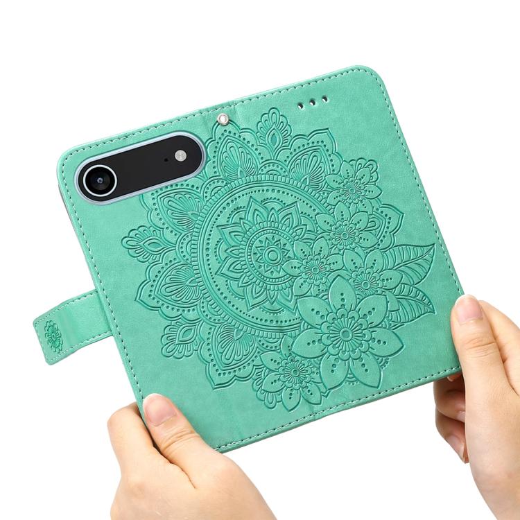 For iPhone Air Seven-petal Flowers Embossing Leather Phone Case(Green) - iPhone Air Cases by buy2fix | Online Shopping UK | buy2fix