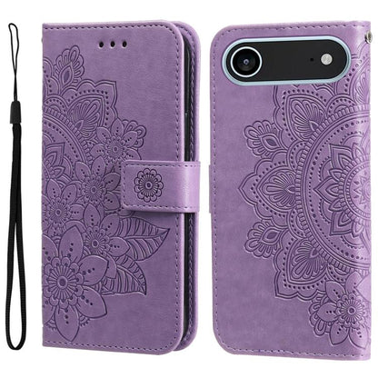 For iPhone Air Seven-petal Flowers Embossing Leather Phone Case(Light Purple) - iPhone Air Cases by buy2fix | Online Shopping UK | buy2fix