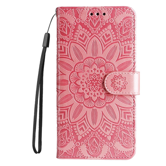 For iPhone 16 Pro Max Embossed Sunflower Leather Phone Case(Pink) by buy2fix