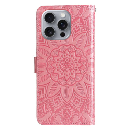 For iPhone 16 Pro Max Embossed Sunflower Leather Phone Case(Pink) by buy2fix