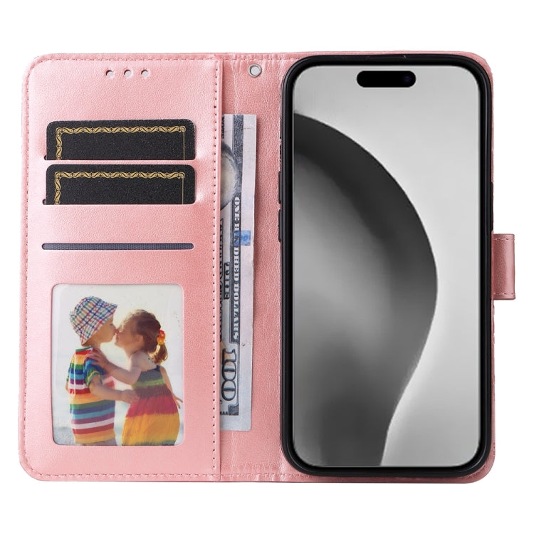 For iPhone 16 Pro Max Embossed Sunflower Leather Phone Case(Pink) by buy2fix