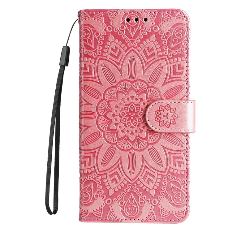 For iPhone 16 Pro Embossed Sunflower Leather Phone Case(Pink) by buy2fix