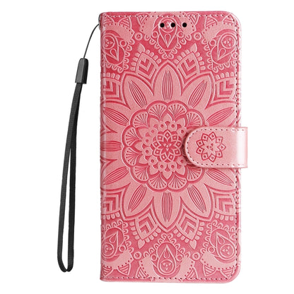 For iPhone 16 Pro Embossed Sunflower Leather Phone Case(Pink) by buy2fix