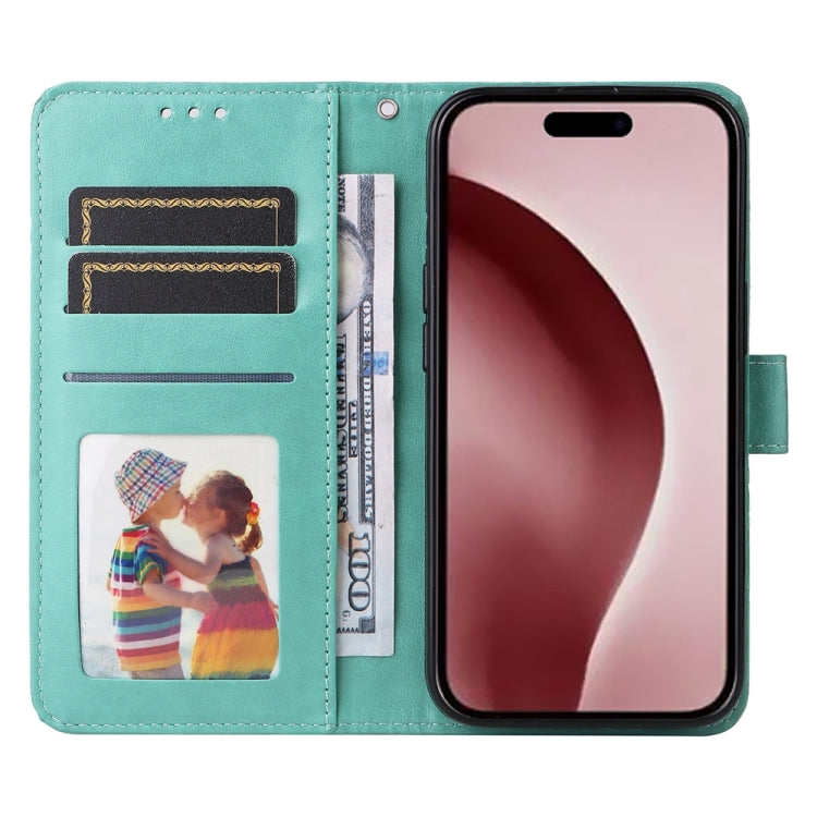 For iPhone 16 Pro Embossed Sunflower Leather Phone Case(Green) by buy2fix