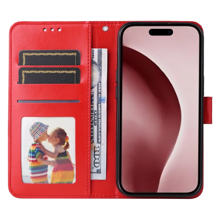 For iPhone 16 Pro Embossed Sunflower Leather Phone Case(Red) by buy2fix