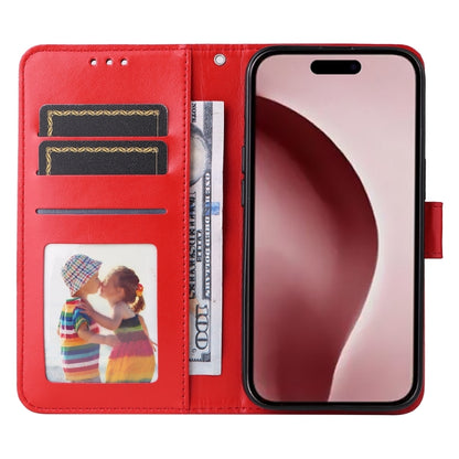 For iPhone 16 Pro Embossed Sunflower Leather Phone Case(Red) by buy2fix