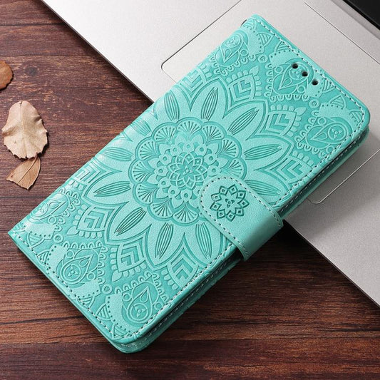 For iPhone Air Embossed Sunflower Leather Phone Case(Green) - iPhone Air Cases by buy2fix | Online Shopping UK | buy2fix