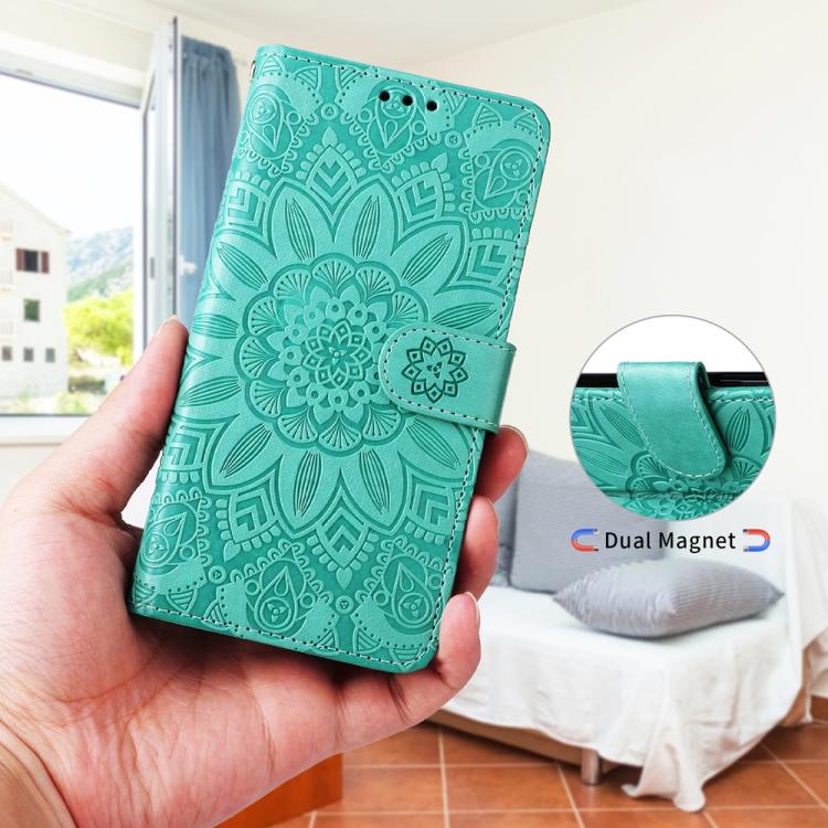 For iPhone Air Embossed Sunflower Leather Phone Case(Green) - iPhone Air Cases by buy2fix | Online Shopping UK | buy2fix