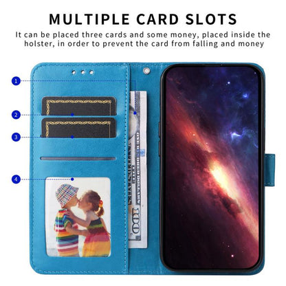 For iPhone Air Embossed Sunflower Leather Phone Case(Blue) - iPhone Air Cases by buy2fix | Online Shopping UK | buy2fix