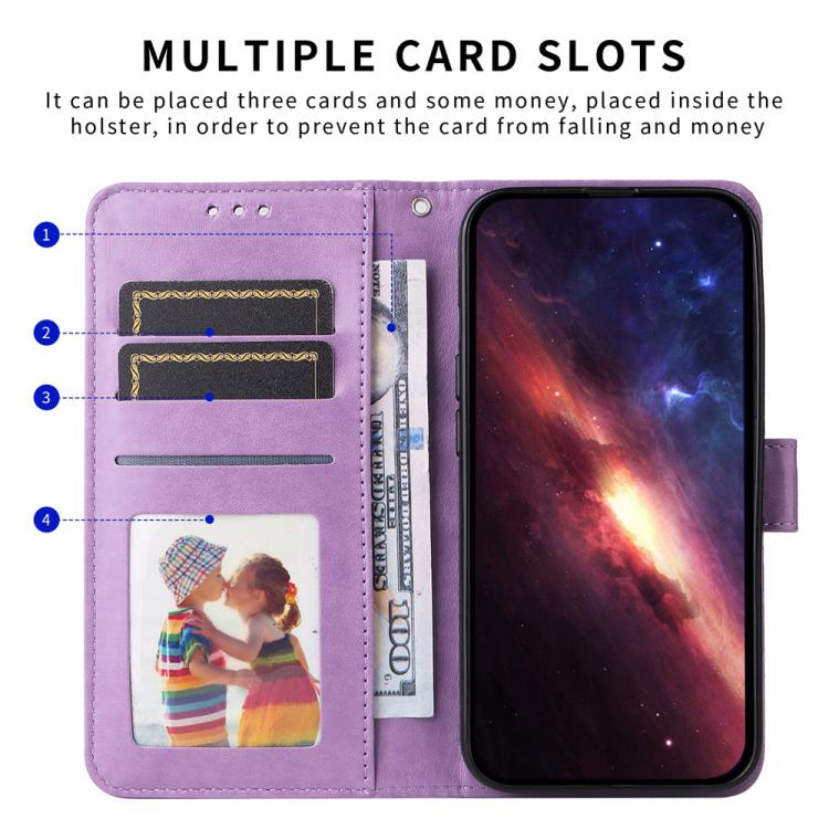 For iPhone Air Embossed Sunflower Leather Phone Case(Purple) - iPhone Air Cases by buy2fix | Online Shopping UK | buy2fix