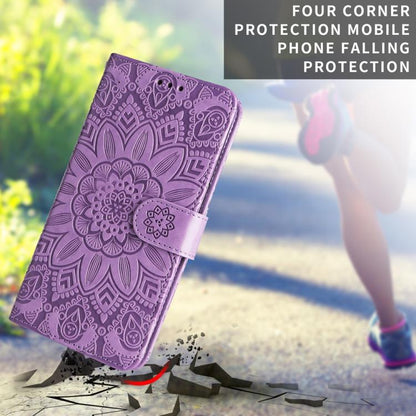 For iPhone Air Embossed Sunflower Leather Phone Case(Purple) - iPhone Air Cases by buy2fix | Online Shopping UK | buy2fix