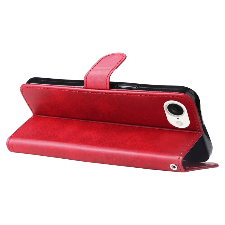 For iPhone 16e Fashion Calf Texture Zipper Leather Phone Case(Red) - iPhone 16e Cases by buy2fix | Online Shopping UK | buy2fix