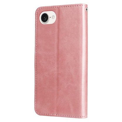For iPhone 16e Fashion Calf Texture Zipper Leather Phone Case(Rose Gold) - iPhone 16e Cases by buy2fix | Online Shopping UK | buy2fix
