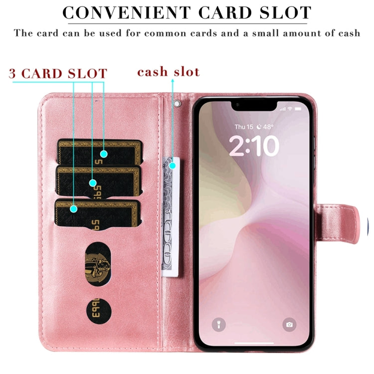 For iPhone 16e Fashion Calf Texture Zipper Leather Phone Case(Rose Gold) - iPhone 16e Cases by buy2fix | Online Shopping UK | buy2fix