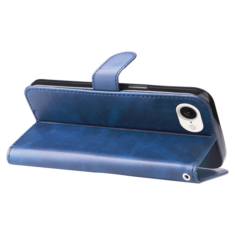For iPhone 16e Fashion Calf Texture Zipper Leather Phone Case(Blue) - iPhone 16e Cases by buy2fix | Online Shopping UK | buy2fix