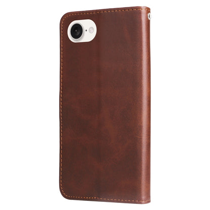 For iPhone 16e Fashion Calf Texture Zipper Leather Phone Case(Brown) - iPhone 16e Cases by buy2fix | Online Shopping UK | buy2fix