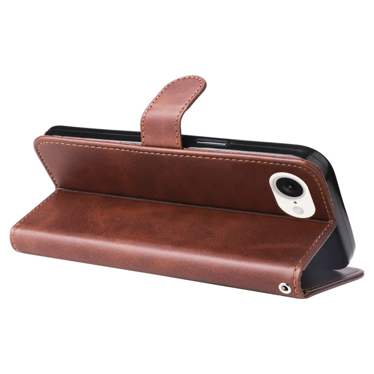 For iPhone 16e Fashion Calf Texture Zipper Leather Phone Case(Brown) - iPhone 16e Cases by buy2fix | Online Shopping UK | buy2fix