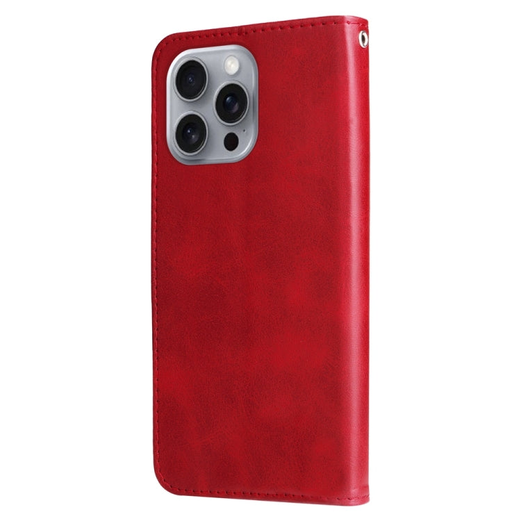 For iPhone 16 Pro Max Fashion Calf Texture Zipper Leather Phone Case(Red) by buy2fix