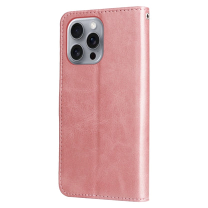 For iPhone 16 Pro Max Fashion Calf Texture Zipper Leather Phone Case(Rose Gold) by buy2fix