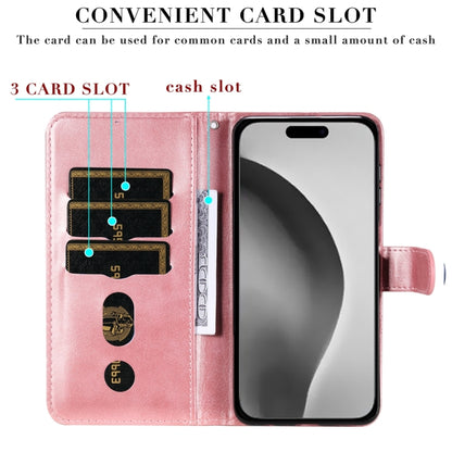 For iPhone 16 Pro Max Fashion Calf Texture Zipper Leather Phone Case(Rose Gold) by buy2fix