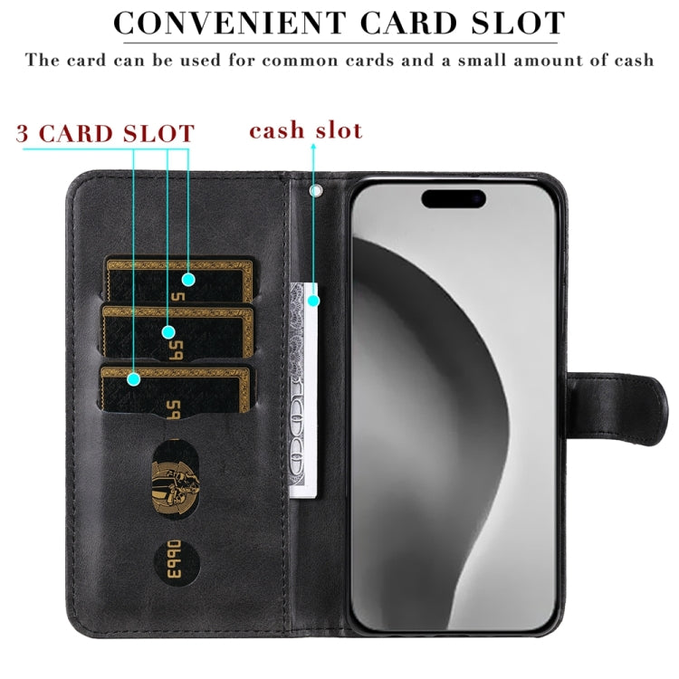 For iPhone 16 Pro Max Fashion Calf Texture Zipper Leather Phone Case(Black) by buy2fix