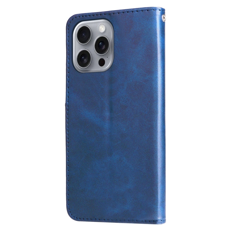 For iPhone 16 Pro Max Fashion Calf Texture Zipper Leather Phone Case(Blue) by buy2fix