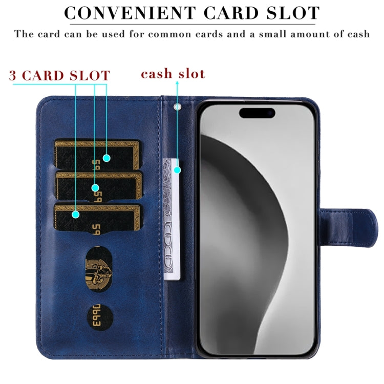 For iPhone 16 Pro Max Fashion Calf Texture Zipper Leather Phone Case(Blue) by buy2fix