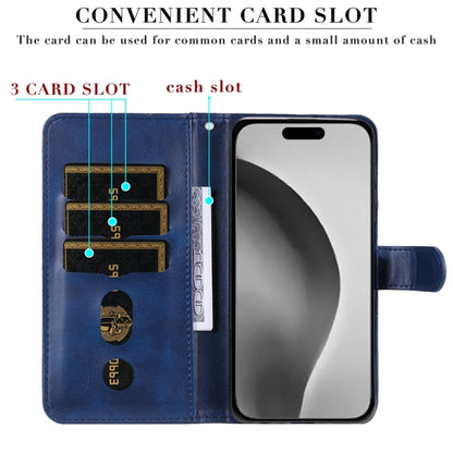 For iPhone 16 Pro Max Fashion Calf Texture Zipper Leather Phone Case(Blue) by buy2fix