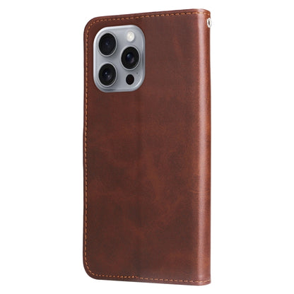 For iPhone 16 Pro Max Fashion Calf Texture Zipper Leather Phone Case(Brown) by buy2fix
