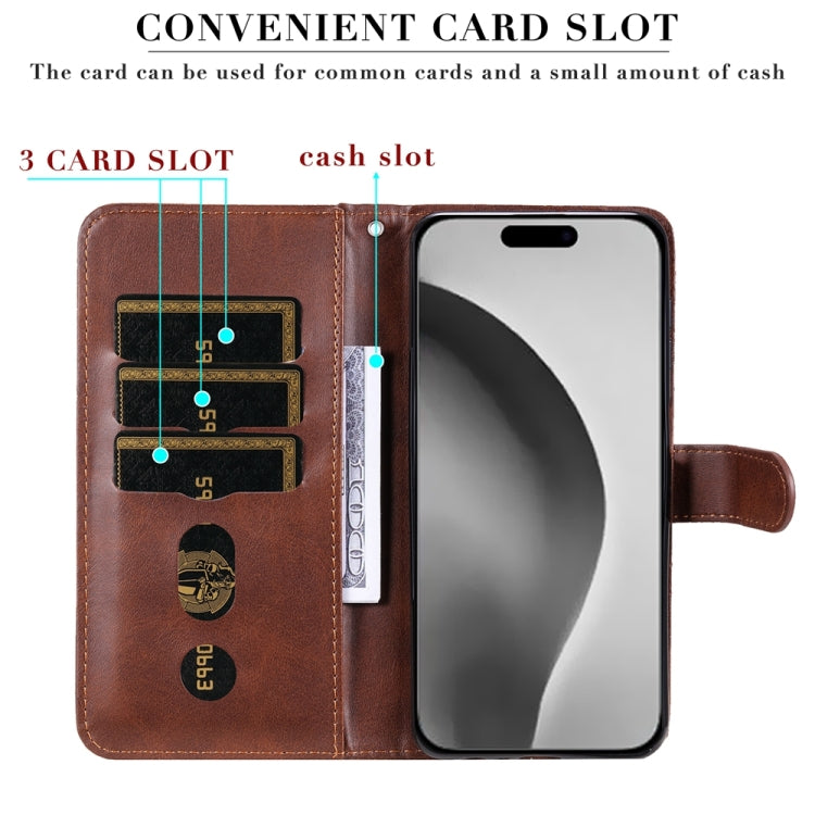 For iPhone 16 Pro Max Fashion Calf Texture Zipper Leather Phone Case(Brown) by buy2fix