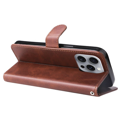 For iPhone 16 Pro Max Fashion Calf Texture Zipper Leather Phone Case(Brown) by buy2fix