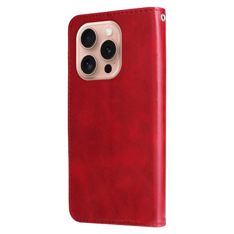 For iPhone 16 Pro Fashion Calf Texture Zipper Leather Phone Case(Red) by buy2fix