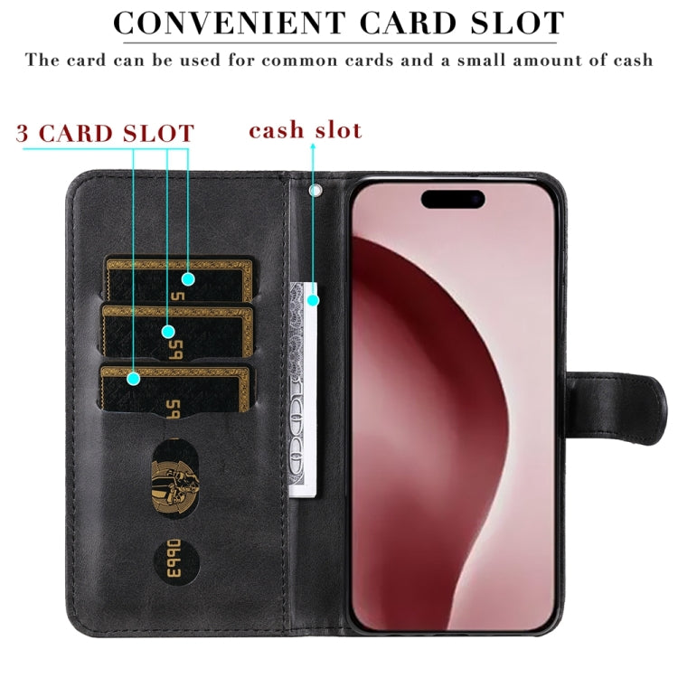 For iPhone 16 Pro Fashion Calf Texture Zipper Leather Phone Case(Black) by buy2fix