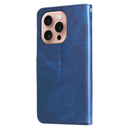 For iPhone 16 Pro Fashion Calf Texture Zipper Leather Phone Case(Blue) by buy2fix