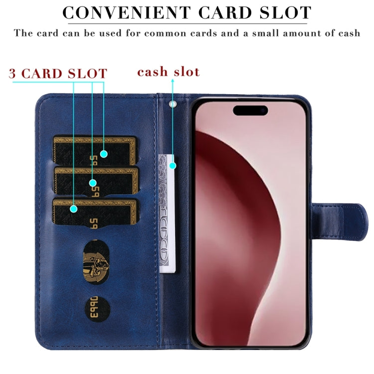 For iPhone 16 Pro Fashion Calf Texture Zipper Leather Phone Case(Blue) by buy2fix