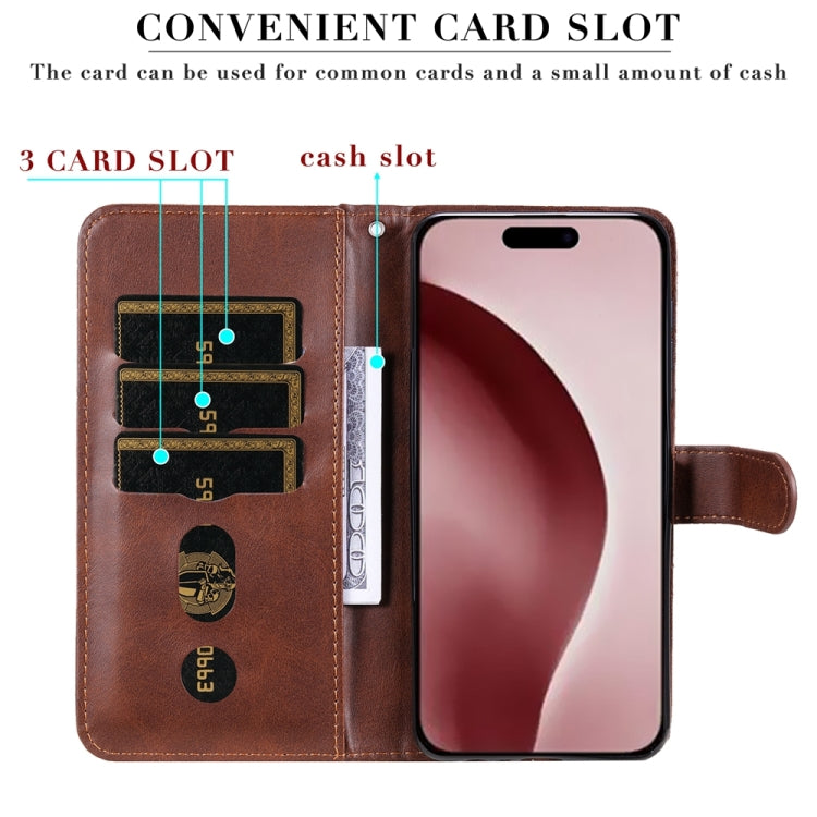 For iPhone 16 Pro Fashion Calf Texture Zipper Leather Phone Case(Brown) by buy2fix