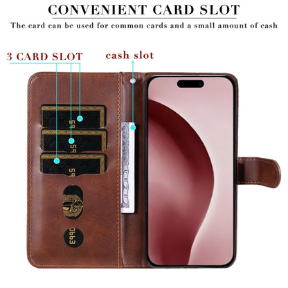 For iPhone 16 Pro Fashion Calf Texture Zipper Leather Phone Case(Brown) by buy2fix