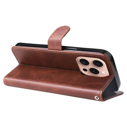 For iPhone 16 Pro Fashion Calf Texture Zipper Leather Phone Case(Brown) by buy2fix