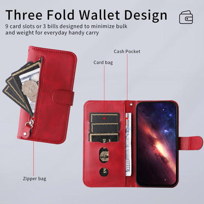 For iPhone Air Fashion Calf Texture Zipper Leather Phone Case(Red) - iPhone Air Cases by buy2fix | Online Shopping UK | buy2fix