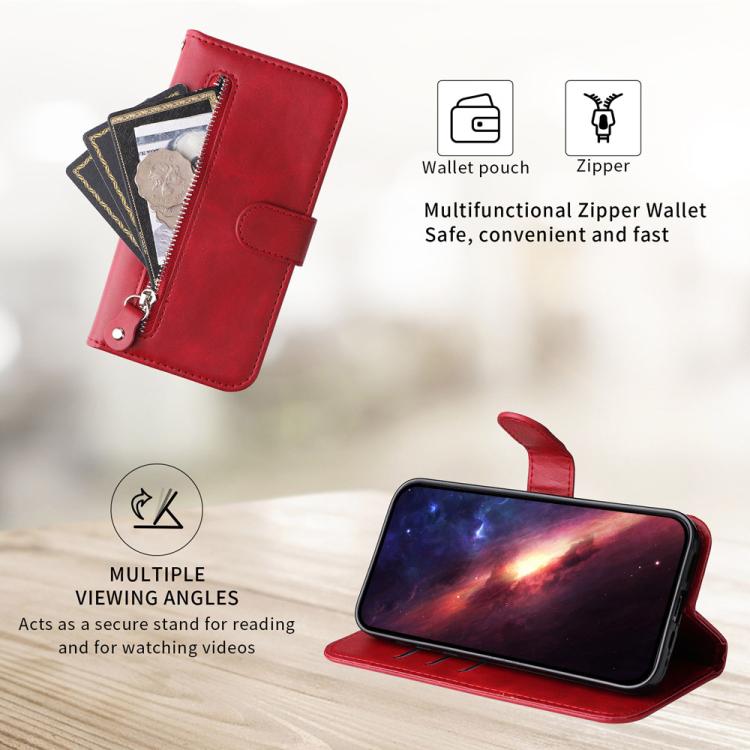 For iPhone Air Fashion Calf Texture Zipper Leather Phone Case(Red) - iPhone Air Cases by buy2fix | Online Shopping UK | buy2fix