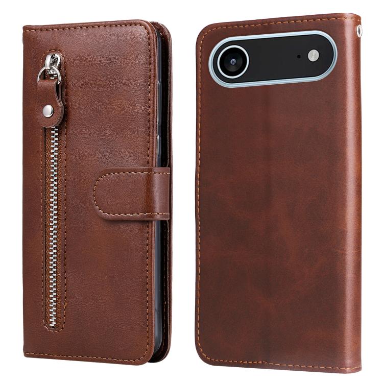 For iPhone Air Fashion Calf Texture Zipper Leather Phone Case(Brown) - iPhone Air Cases by buy2fix | Online Shopping UK | buy2fix