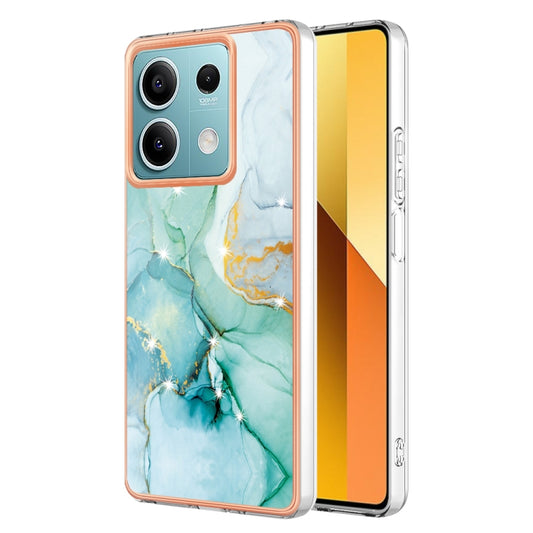 For Xiaomi Redmi Note 13 5G Global Electroplating Marble Dual-side IMD Phone Case(Green 003) - Xiaomi Cases by buy2fix | Online Shopping UK | buy2fix