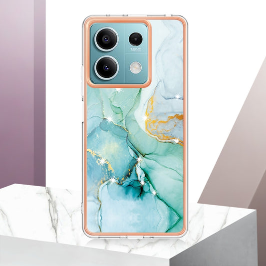 For Xiaomi Redmi Note 13 5G Global Electroplating Marble Dual-side IMD Phone Case(Green 003) - Xiaomi Cases by buy2fix | Online Shopping UK | buy2fix