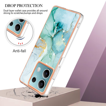 For Xiaomi Redmi Note 13 5G Global Electroplating Marble Dual-side IMD Phone Case(Green 003) - Xiaomi Cases by buy2fix | Online Shopping UK | buy2fix