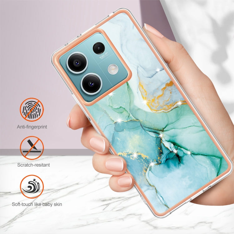 For Xiaomi Redmi Note 13 5G Global Electroplating Marble Dual-side IMD Phone Case(Green 003) - Xiaomi Cases by buy2fix | Online Shopping UK | buy2fix