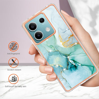 For Xiaomi Redmi Note 13 5G Global Electroplating Marble Dual-side IMD Phone Case(Green 003) - Xiaomi Cases by buy2fix | Online Shopping UK | buy2fix